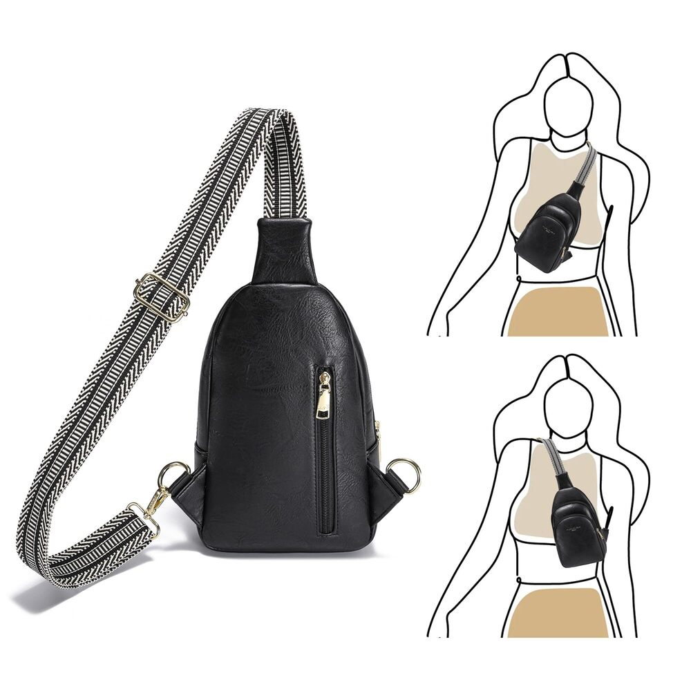8996 Crossbody Sling Bags Fanny Packs Vegan Leather Purses Small Cross body - Picture 6 of 8